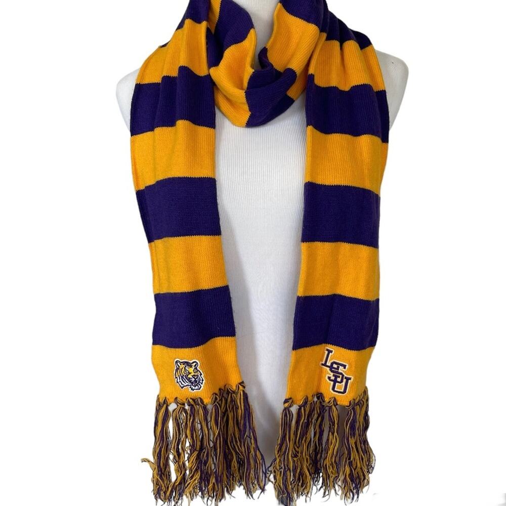 Forever Collectible LSU Louisiana State University Tigers Striped Knitted Scarf
